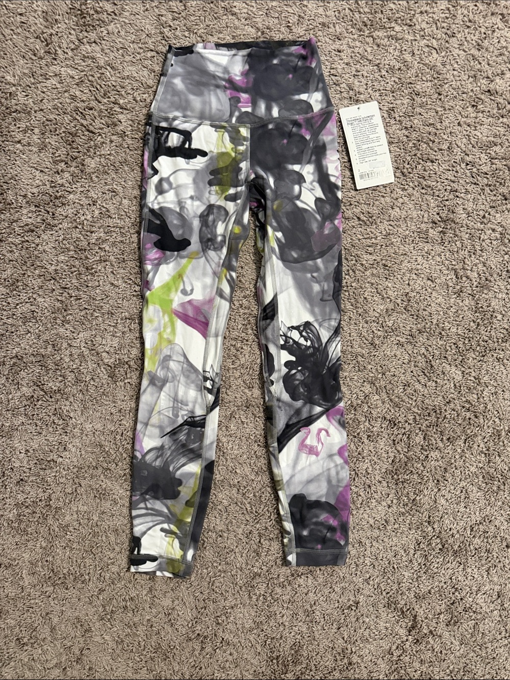 lululemon throw align leggings in throw back unicorn print pink, lime, black,